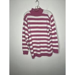 Vintage American Weekend Women’s Sweater Size Large Striped Mock Neck Pullover